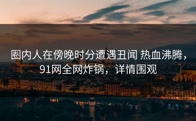 圈内人在傍晚时分遭遇丑闻 热血沸腾，91网全网炸锅，详情围观